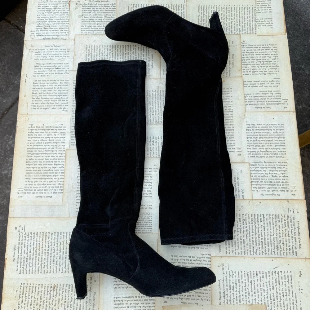Stuart Weitzman Women's Black Over-the-Knee Suede Boots 9 1/2